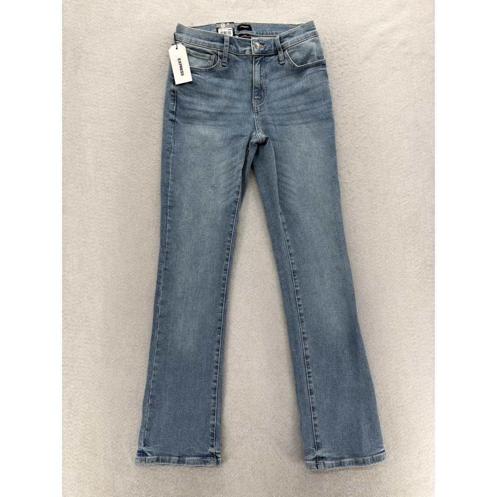 Express Straight Mid Rise Jeans Womens 6 Blue Light Wash Stretch Denim Casual